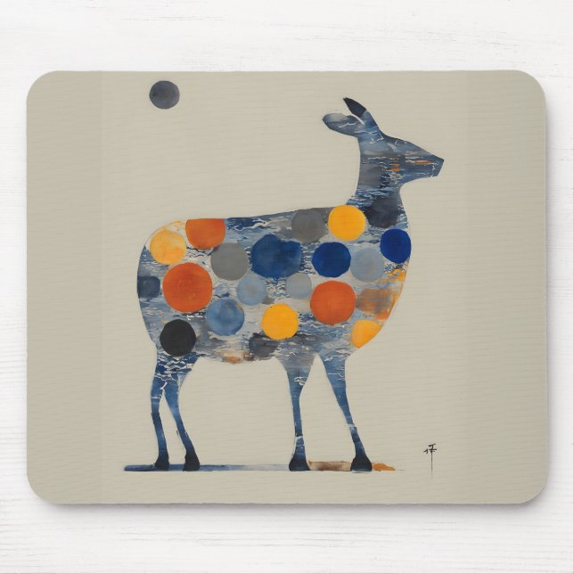 Mousepad Cervo com Círculos Coloridos (Frente)