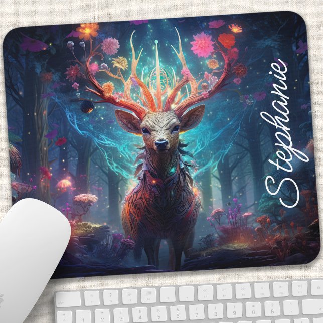 Mousepad Cervo Floral Personalizado (Criador carregado)