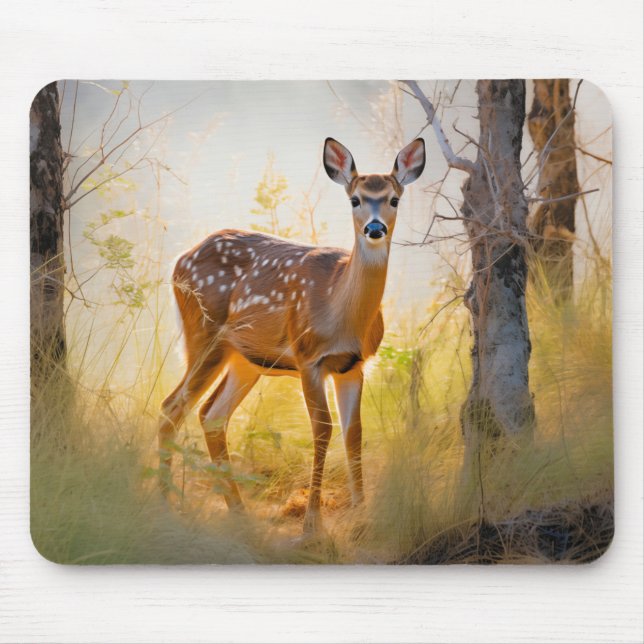 Mousepad Cervo Gracioso na Floresta Projeto da Natureza (Frente)