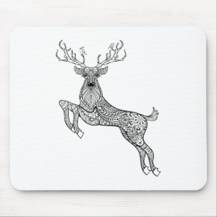 Mousepad Cervos Horned mágicos com Doodle dos pássaros