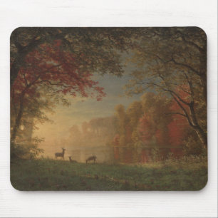 Mousepad Cervos indianos do por do sol por um lago