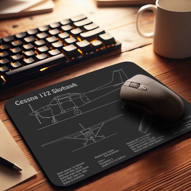 Mousepad Cessna 172 Skyhawk - Planos de avião Blueprint PD (Criador carregado)