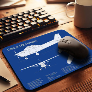 Mousepad Cessna 172 Skyhawk - Planos de Blueprint de avião 