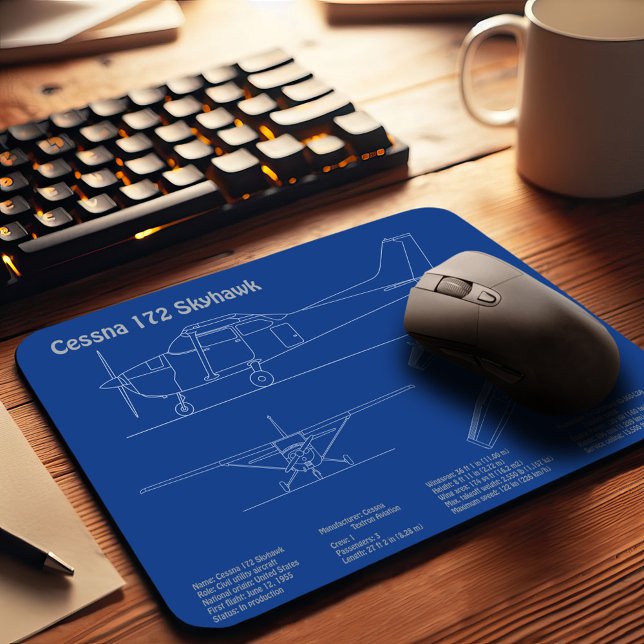 Mousepad Cessna 172 Skyhawk - Planos de Blueprint do Avião  (Criador carregado)