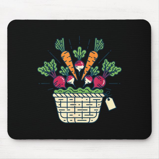 Mousepad Cesta de legumes da feira cenouras beterrabas  (Frente)