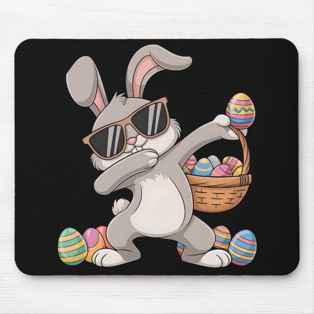 Mousepad Cesta de Ovos de Páscoa do Coelho Dabbing (Frente)