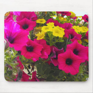 Mousepad cesto de flores de verão cor-de-rosa, amarela e co