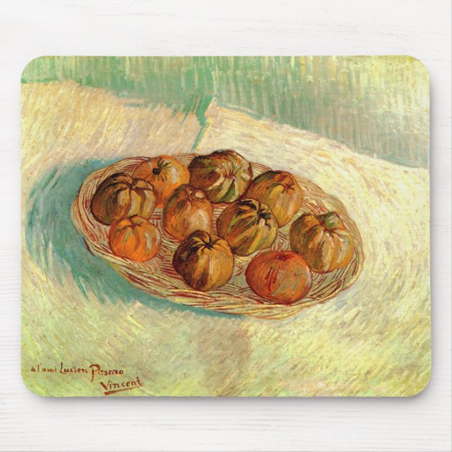 Mousepad Cesto de Maçãs para Pissarro por Vincent van Gogh (Frente)