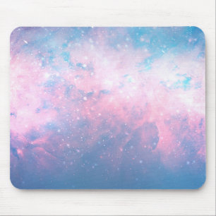 Mousepad Céu de Algodão Doce Rosa e Azul Estrelado Cósmico