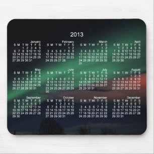 Mousepad Céu estrelado da aurora boreal; Calendário 2013