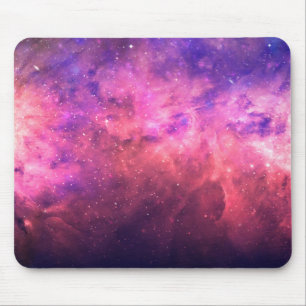 Mousepad Céu Estrelado Roxo Rosa Galáxia Cósmica Brilho de