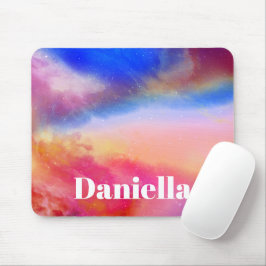 Mousepad Céu Holográfico Colorido Escuro com Nome Personali