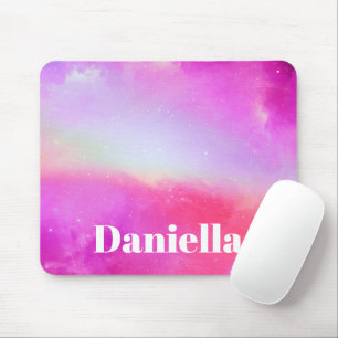 Mousepad Céu Holográfico Rosa Escuro com Nome Personalizado