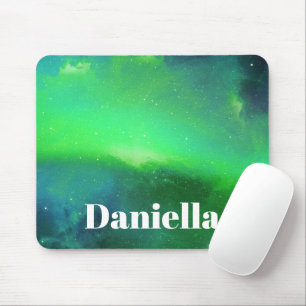 Mousepad Céu Holográfico Verde Escuro com Nome Personalizad