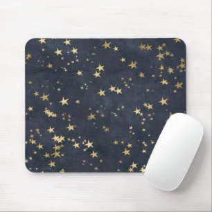 Mousepad Céu Noturno Estrelado Estrelas Douradas Amante da