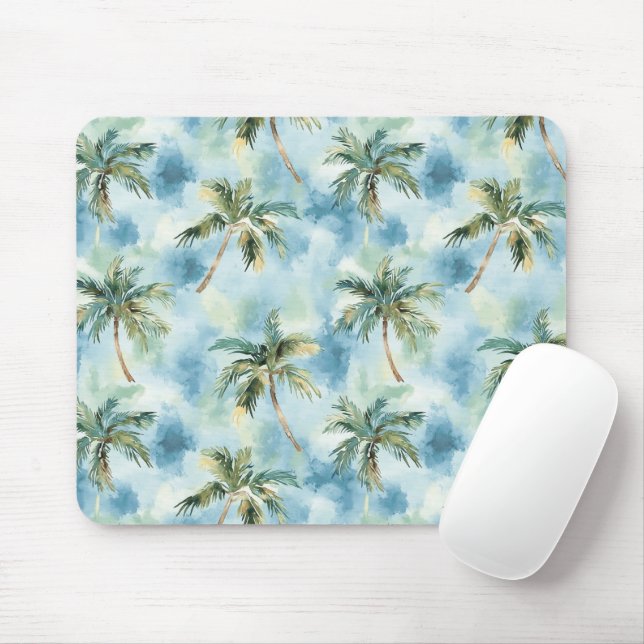 Mousepad Céus Azuis Palmeiras Ilha Tropical   (Com mouse)