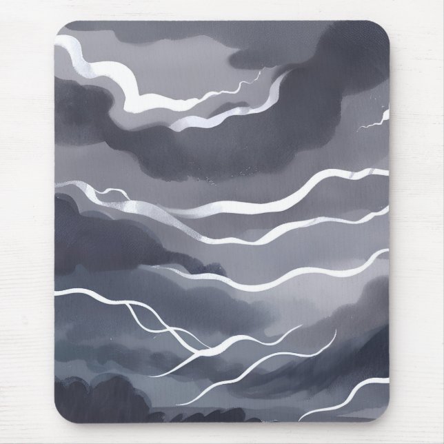 Mousepad Céus Tempestuosos | Céu Cinza Escuro Aquarela Abst (Frente)