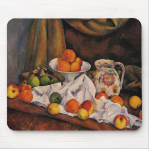 Mousepad Cezanne: Fruta Bowl, Pitcher e trabalho de arte Fr