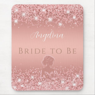 Mousepad Chá de Noiva Luxuoso Elegante Rosa Dourado Brilhan