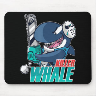 Mousepad Chainsaw Killer Whale Diversão Orca Halloween
