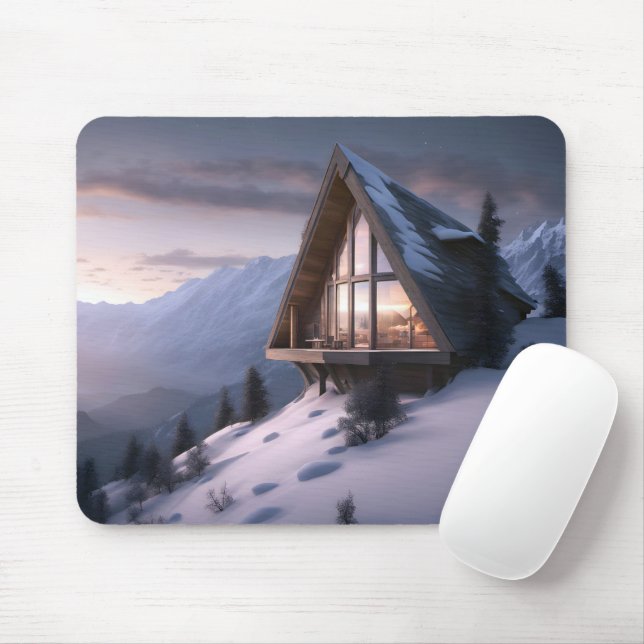 Mousepad Chalet De Montanha A No Inverno (Com mouse)