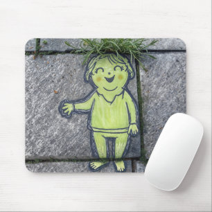 Mousepad Chalk Doodle Street Art of Happy Woman