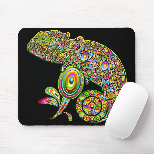 Mousepad Chameleon Psychedelic Fantasy (Com mouse)