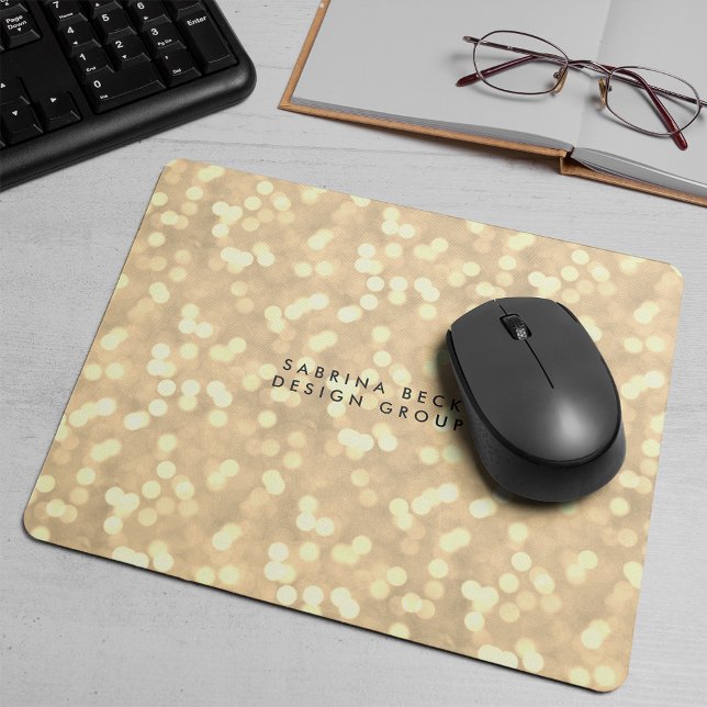 Mousepad Champagne Dourada Bokeh Lights | Personalizado (Criador carregado)