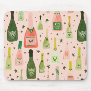 Mousepad Champanhe Rosa e Padrão de Estrelas