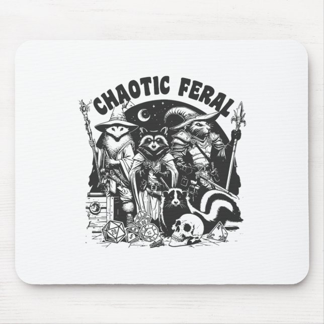 Mousepad Chaotic Feral Funny Raccoon Possum Skunk Boardgame (Frente)