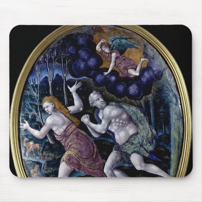Mousepad Chapa oval que descreve Adam e véspera (Frente)
