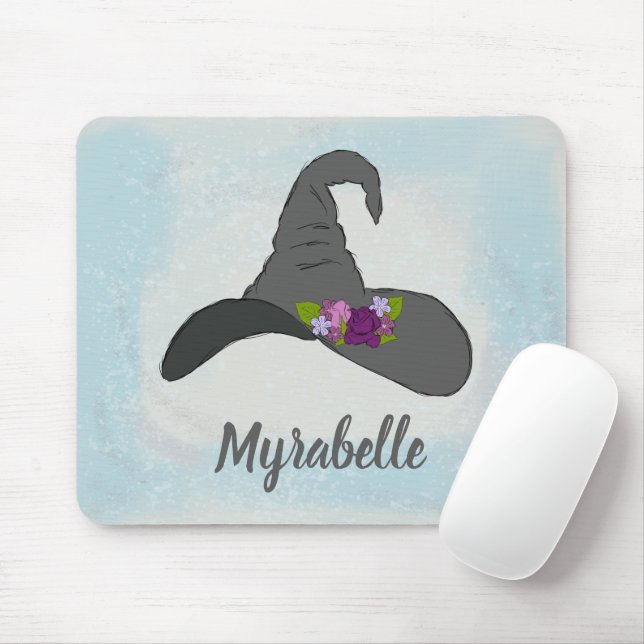 Mousepad Chapéu da Bruxa Negra com Flores Personalizadas (Com mouse)
