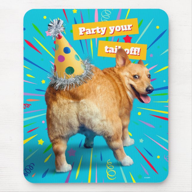 Mousepad Chapéu de Aniversário Bumbum de Corgi (Frente)