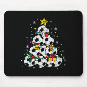 Mousepad Chapéu de árvore de Natal de futebol Santa Xmas Es