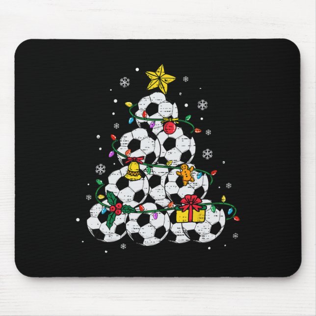 Mousepad Chapéu de árvore de Natal de futebol Santa Xmas Es (Frente)