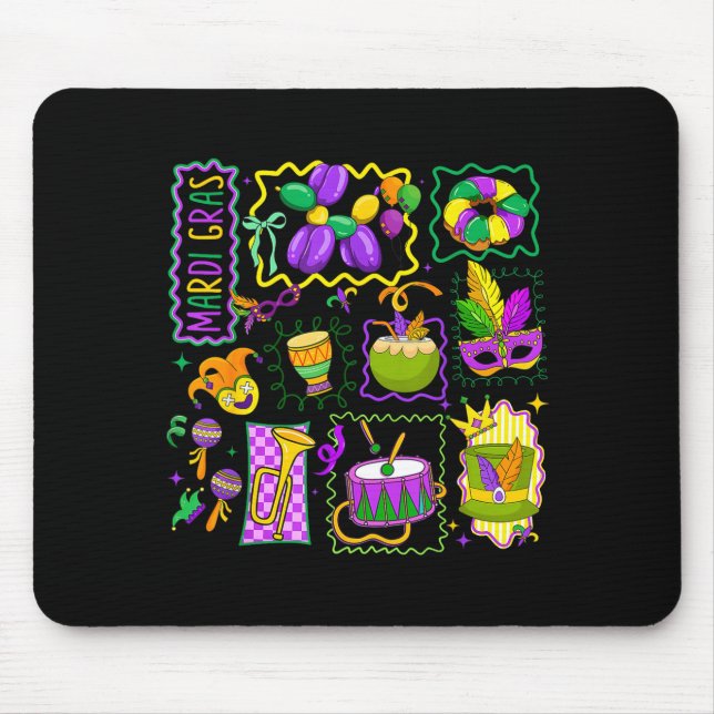 Mousepad Chapéu de bobo do Carnaval Preppy Máscara do Bolo  (Frente)