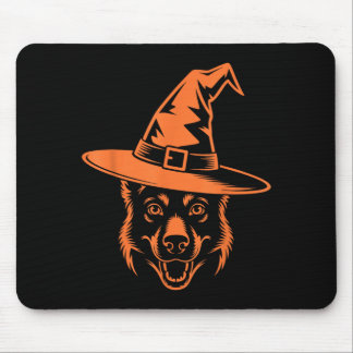Mousepad Chapéu de Bruxa de Cachorro Pastor Alemão Preto As