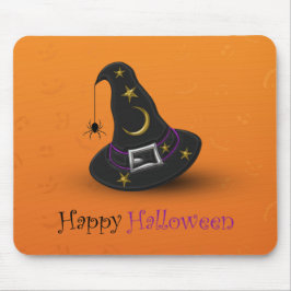 Mousepad Chapéu de Bruxa de Halloween com Aranha