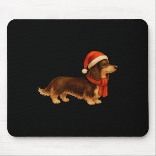 Mousepad Chapéu de Papai Noel de Cachorro Salsicha de Natal