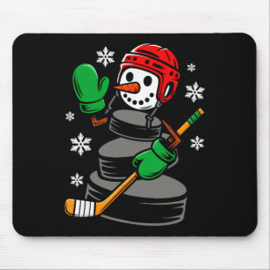 Mousepad Chapéu de Papai Noel de Hockey Boneco de Neve Nata