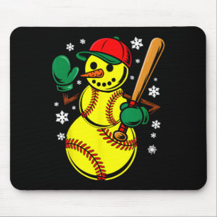 Mousepad Chapéu de Papai Noel de Softbol Snowman Natal Dive
