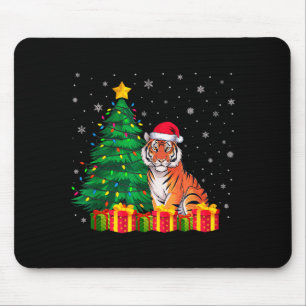 Mousepad Chapéu de Papai Noel do Tigre de Bengala Feio Luze