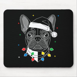 Mousepad Chapéu de Papai Noel Geométrico do Bulldog Francês