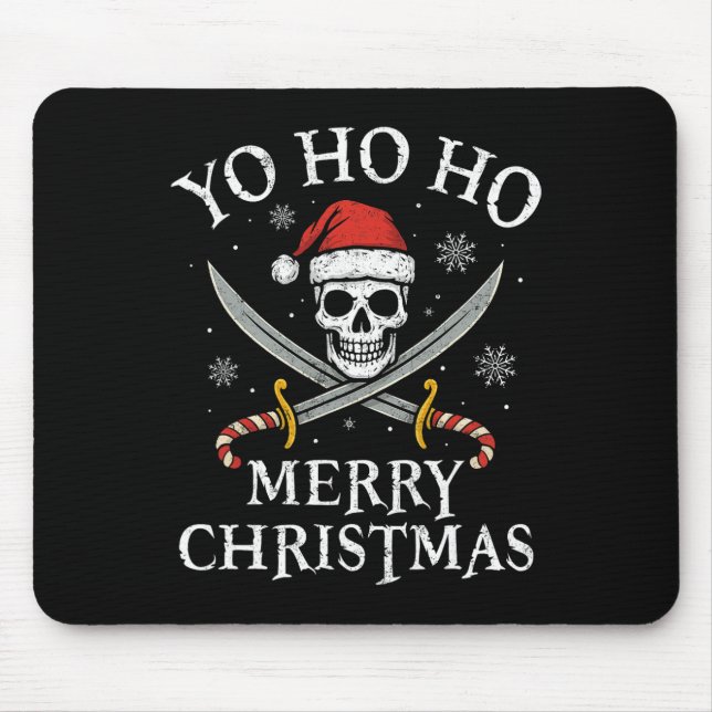 Mousepad Chapéu de Papai Noel Pirata de Natal Alegre Yo Ho  (Frente)