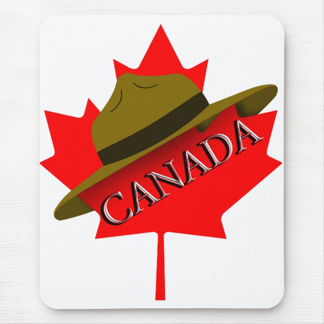 Mousepad Chapéu Montado Canadiano no Folha Vermelho do Mapl (Frente)