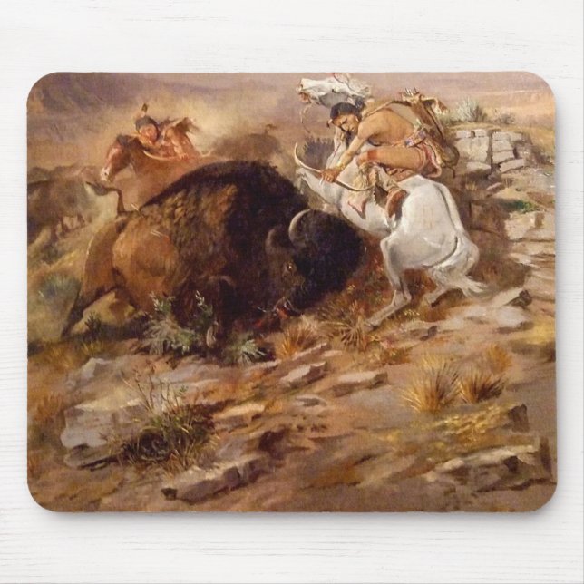 Mousepad Charles Marion Russell - caça do búfalo (Frente)