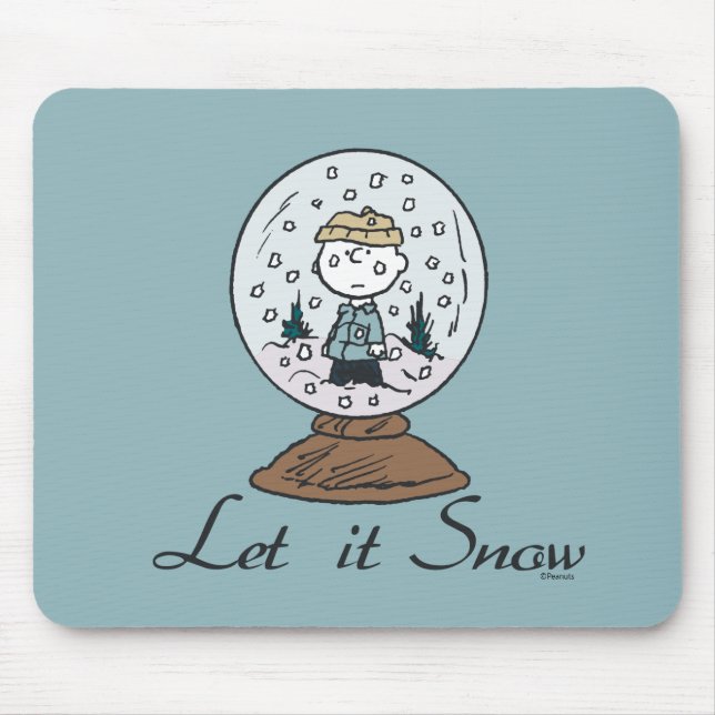 Mousepad Charlie Brown Snow Globe Graphic - Deixe-o nevar (Frente)