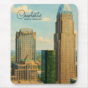 Mousepad Charlotte NC Aquarela Horizonte Viagem