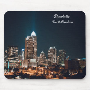 Mousepad Charlotte North Carolina City Skyline Night