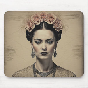 Mousepad Charme de Frida Kahlo: Exposição Dupla Vintage